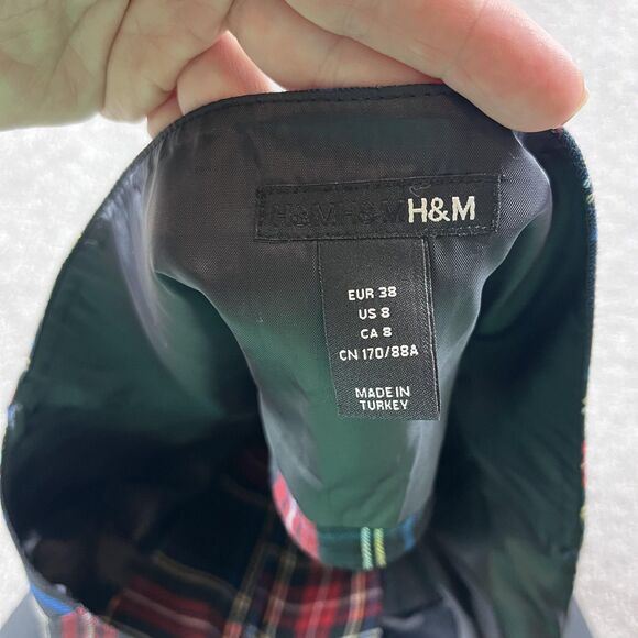 H&M Vest Womens 8 Red Tartan Plaid Halter Button Lined Academia Preppy Holiday - Picture 4 of 8